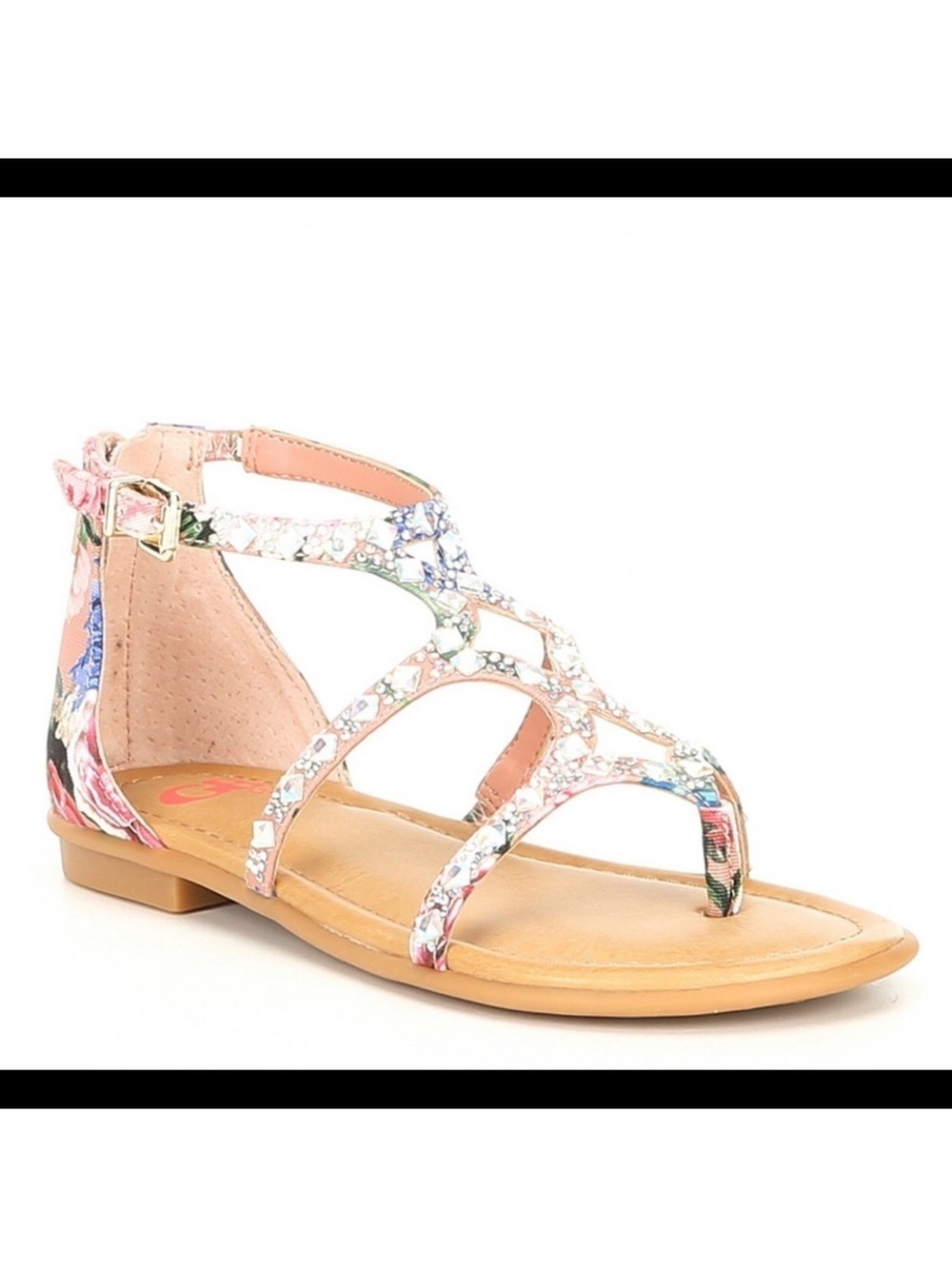 GB Floral Strappy Gladiator Sandal in Blush and Multicolor Sz 2